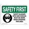 Signmission OSHA Sign, Glasses W/ Side Shields, 7in X 5in Decal, 7" W, 5" H, Landscape, OS-SF-D-57-L-10944 OS-SF-D-57-L-10944 - alternate 1